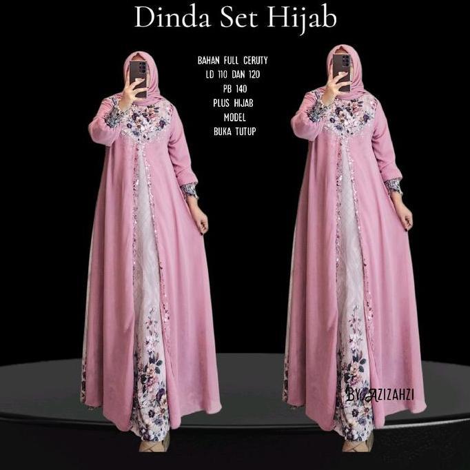DINDA GAMIS SYARI CERUTY SET HIJAB SEGI 4 BUSUI