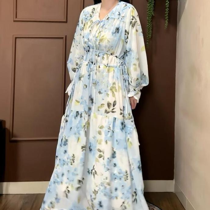 Dress Lengan Panjang Motif Serut | Gamis Premium Muslim Full Furing Elegan | Sifon n, Baby Silk, Bum