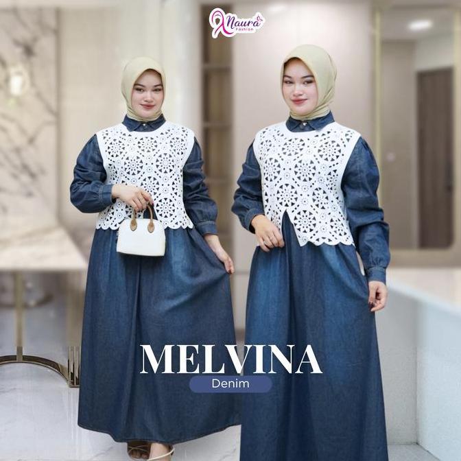 Melvina Dress - Gamis Jeans Rompi Wanita