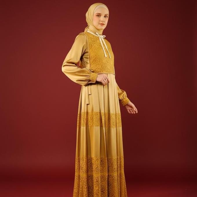 Shafira - Fernanda Dress - Mustard | Gamis Muslim Wanita