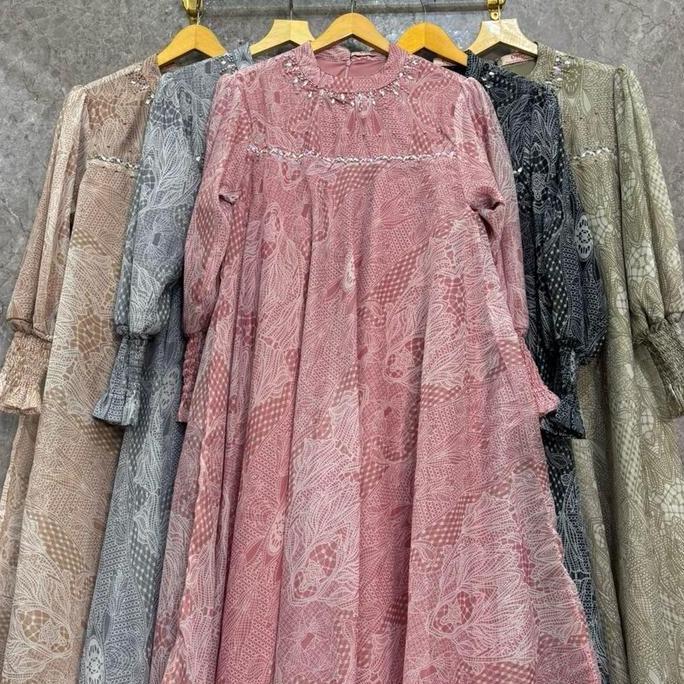 Gamis Nagita Dress Pesta Lebaran Premium Organza by OHC - Kondangan Mewah - Dewasa, Mutiara, Remaja,