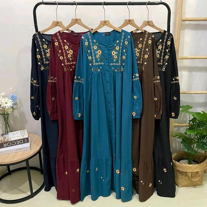 Gamis jumbo Abaya Busana muslim Giani Bordir n ld 120 130 140 cm