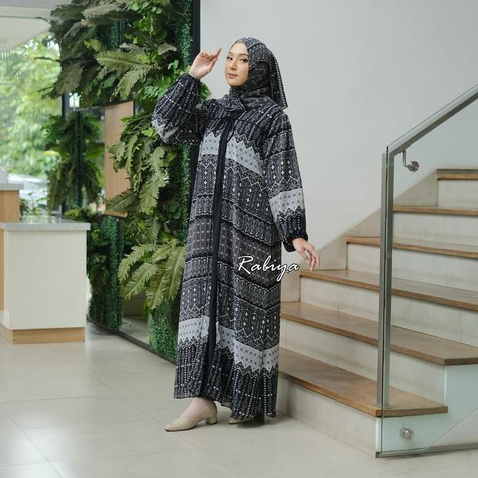 Gamis Set Hijab, Gamis Syari Set fasmina Khadijah bsize bahan crinkleairflow mix cerutybabydoll LD 1