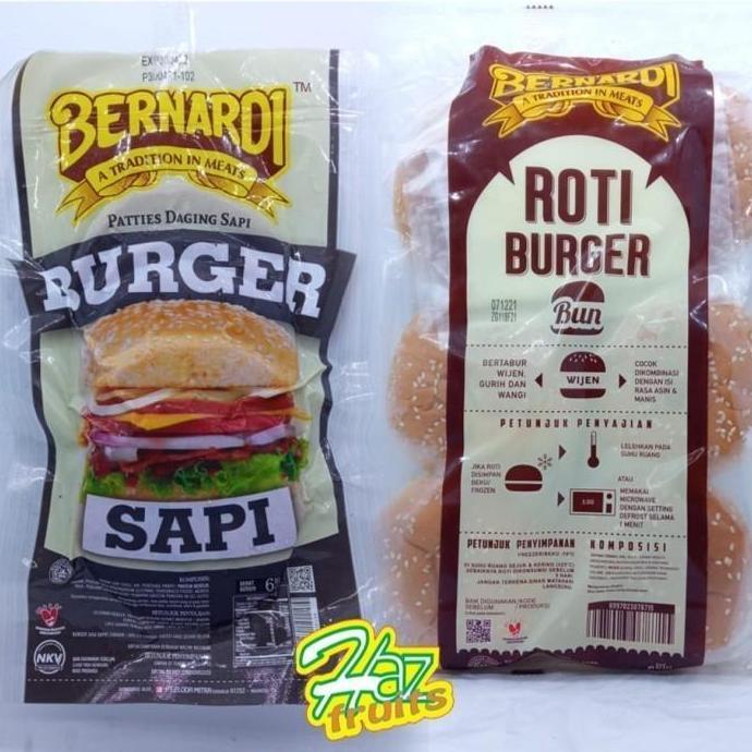 Paket Burger Bernardi 6 pcs (Daging Burger dan Roti Burger @ 6 pcs)