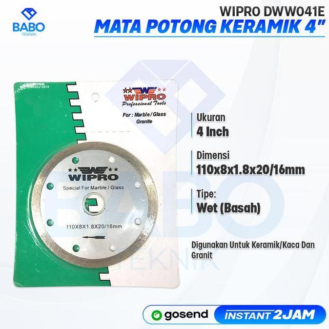 WIPRO 4" DWW041E BATU MATA POTONG KERAMIK / GRANITE DIAMOND WHEEL