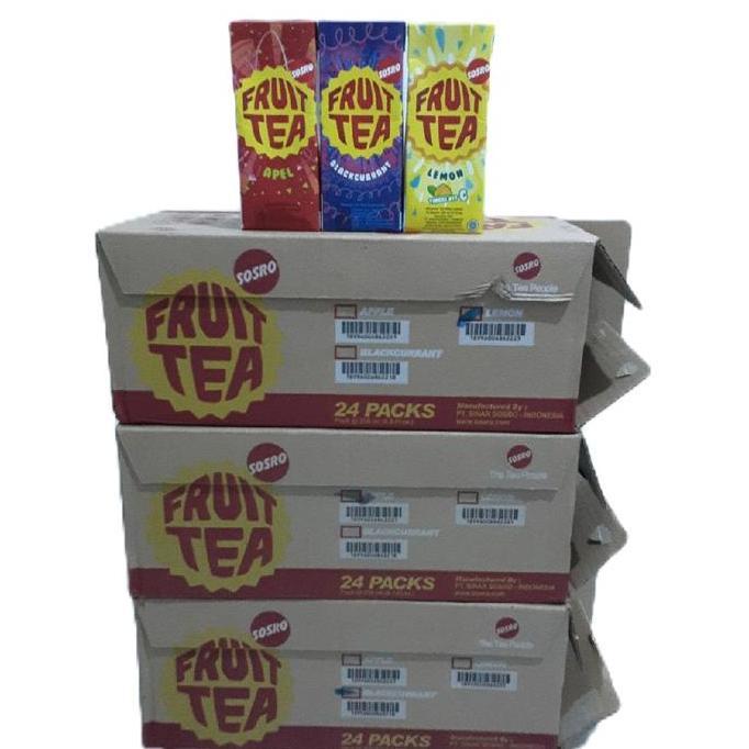 SOSRO FRUIT TEA DUS KARTON KARDUS KOTAK 250ml isi 24 pcs HALAL Rasa Lemon Apel Blackcurrant Minuman 
