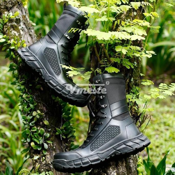 Berkualitas Sepatu Safety Pdl Boa Tni/Polri/Security Semi Kulit Vmeste Boots Karet Shoes Sepaturub T