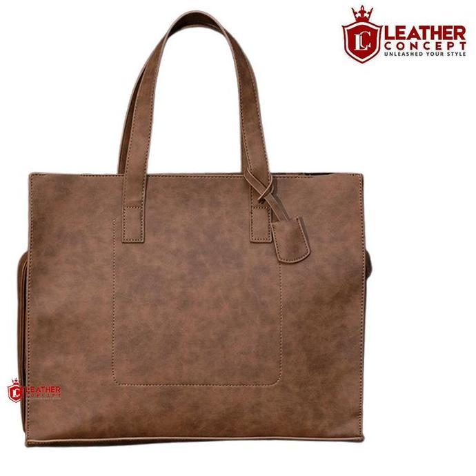 Tote bag Tas Selempang Kulit Tas Kulit Pria Tas Kerja Pria VOSCA KHAKI kantong totebag