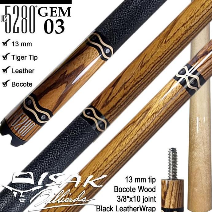 5280 USA GEM03 Pool Cue - Billiard Stick Biliar Stik Bocote Tiger Tip