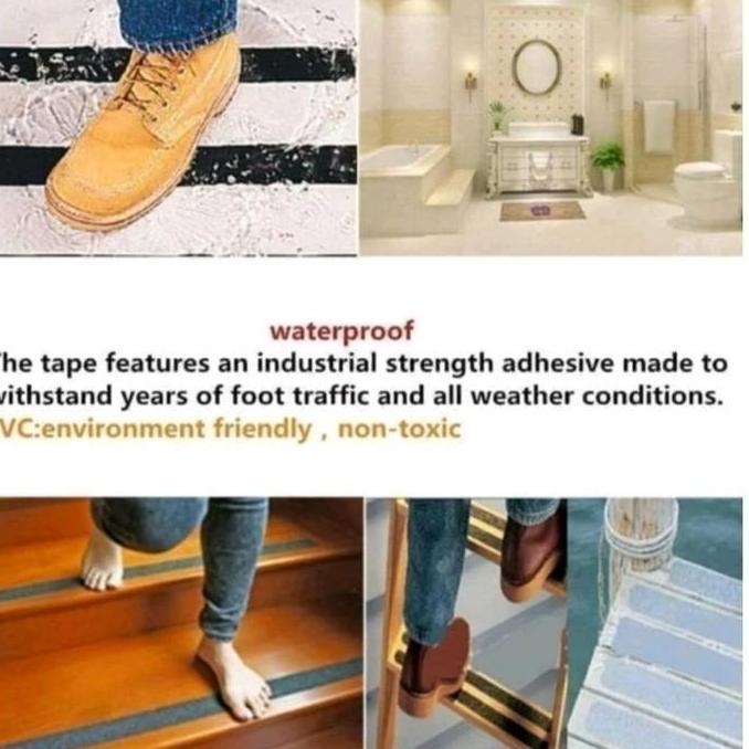 Ironbig- Stiker Lakban Tempel Lantai Anti Slip Tape Licin Plakban Aspal Pasir Silika Pvc Kasar Lebar