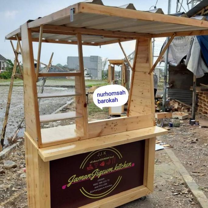 Terlaris Booth Kayu/Booth Kayu Jati Belanda/Gerobak Minimalis