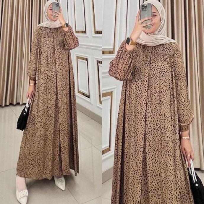 Termurah  Gamis Gauri Dress Rayon Motif Kotak Kotak Terbaru Tebal Santai Remaja Panjang Nyaman Musli
