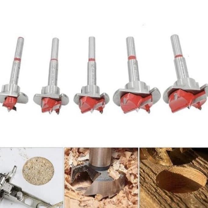 Ironbig- Mata Bor Engsel Sendok Set 5 Pcs Hinge Boring Drill Forstener Bit Tct