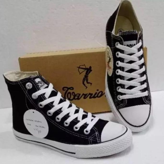 Grade Ori Sepatu Sekolah Warior Hitam Putih Size 31-43 Tinggi Pendek Nyaman Di Pakai Tidak Licin San