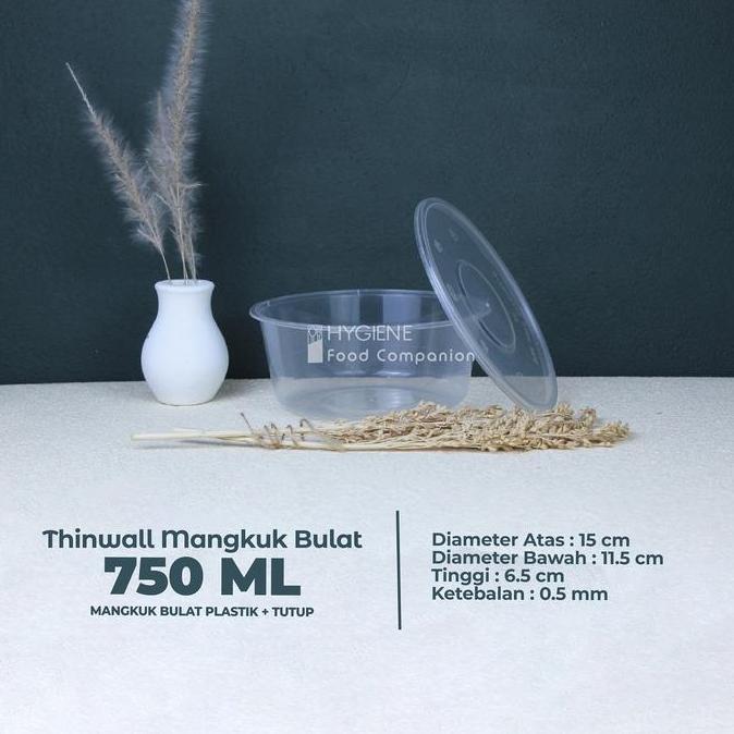Siapkemas- Thinwall Bulat 750 Ml Mangkok - Roundbowl 750Ml - Mangkok Bulat 750Ml