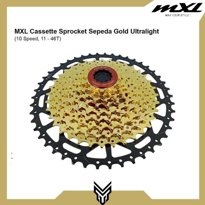 BEBAS ONGKIR - Cassette MXL Gold Ultralight 10 Speed 11-46T Sprocket Cassette Gear Sepeda