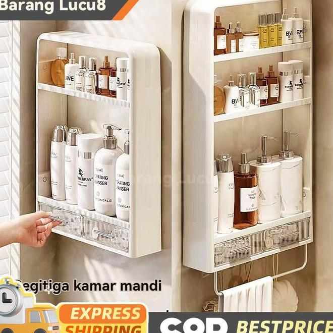 Lemari Kamar Mandi Tempel Rak Plastik Kamar Mandi Kotak Kamar Mandi Rak Kamar Mandi Plastik Aestheti