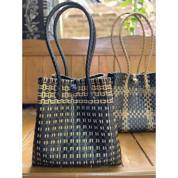 Majid Tas Handmade - Tas Anyam Jali Hitam Gold Premium Elegan