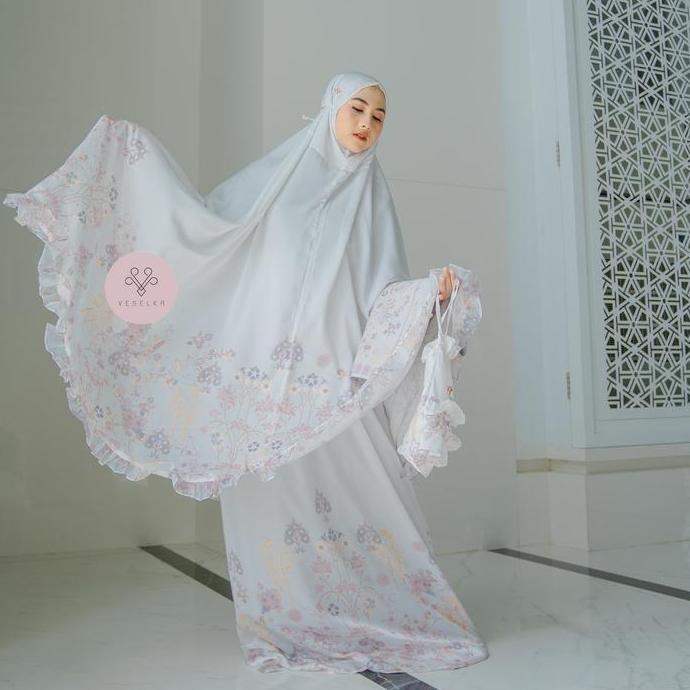 Mukena Dewasa Veselka Iznik Beyaz Mukena Travel Dewasa Motif Printing Sajadah Mahar Pernikahan Hampe