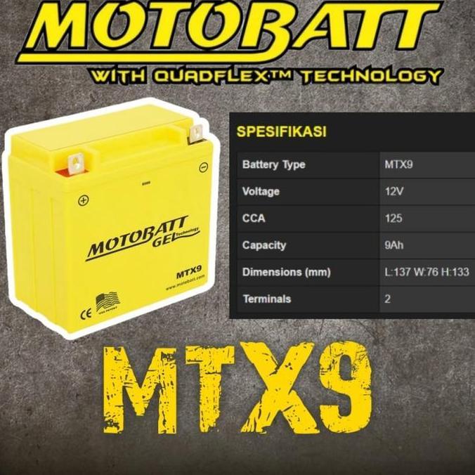 Promo Accu Aki Motobatt Gel MTX9 Motor Thunder 125 250 Original Diskon