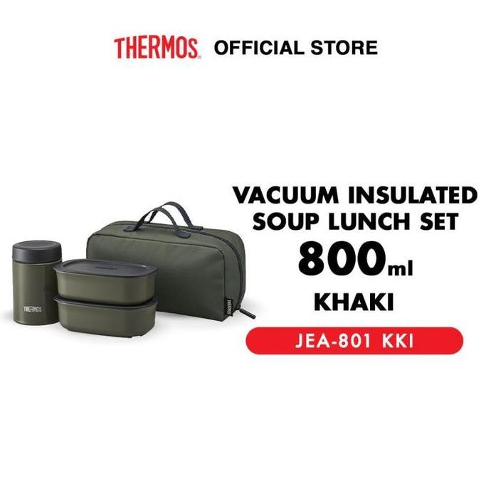 TERBARU - THERMOS JEA-801 Lunch Set Vacuum Insulated 800ml Kotak Makan Stainless Steel Food Jar 200m