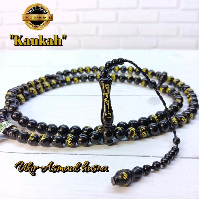 Termurah / Hot Sale Tasbih Kayu Kokka Kaukah Ukir Asmaul Husna 8Mm 99 Butir  Motif Bulat Muslim  Can