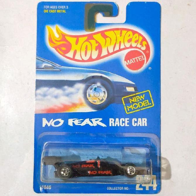 Hotwheels Hot Wheels 500 Indy No Fear Race Car 1992 ban BW Black Wall blue card base besi rare