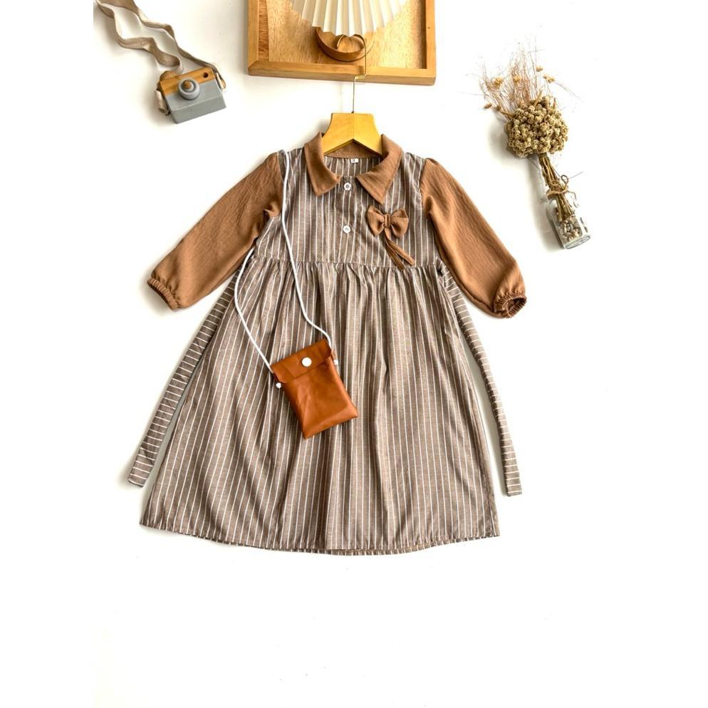 Paket Hemat Gamis Anak Perempuan Terbaru 1-9 Tahun | Baju Gamis Model Andini Free Tas Kecil Lucu