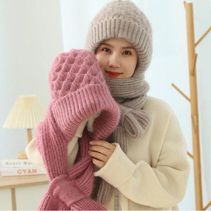 Topi Kupluk Syal Wanita Musim Dingin Bisa Jadi Hijab Best Seller