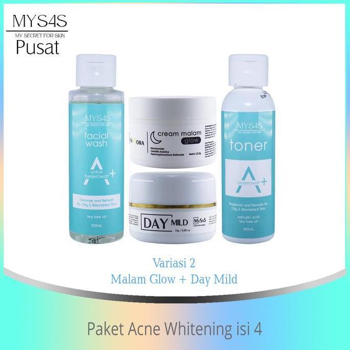 Murah Mysas Skincare Paket Acne Whitening Isi 4/ Paket Jerawat Bpom Murah / Acne Glowing