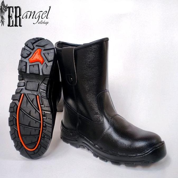 Aman- Sepatu Safety Kruser Proyek Texas Black Kulit Boots Kerja