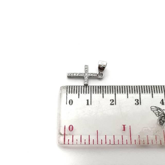 Liontin Salib Silver 925 Lapis Emas Putih. Bandul Salib Perak 925