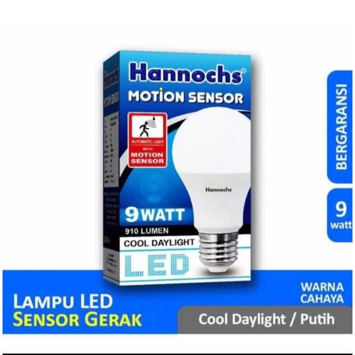 LAMPU LED SENSOR GERAK / MOTION SENSOR MERK HANNOCH 9 WATT