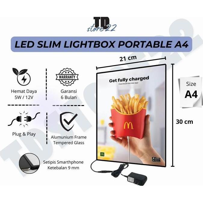 Slim Light Box LED A4 - Lampu Display Frame Poster Neon Box LED untuk Iklan Elegan Lampu Iklan Neon 