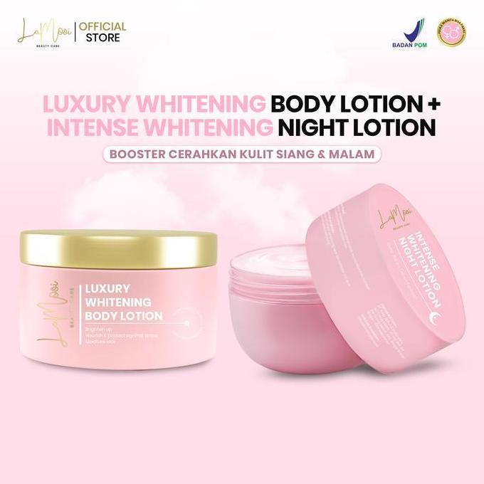 Bodies- [Lamooi] Luxury Whitening Body Lotion (Hb Siang) + Intense Whitening Night Lotion (Hb Malam)