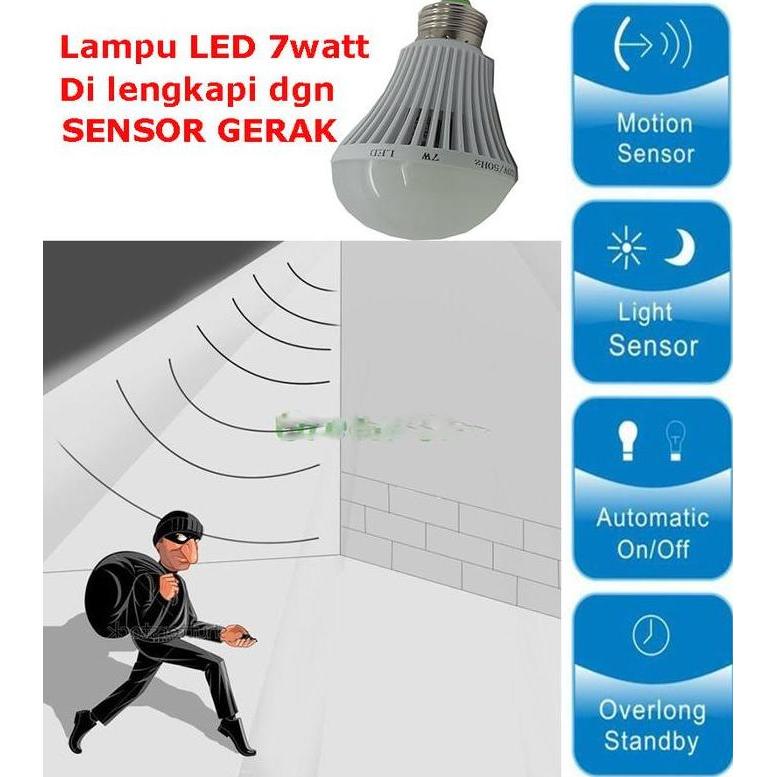 Lampu LED  motion 7watt Sensor Gerak otomatis nyala anti maling