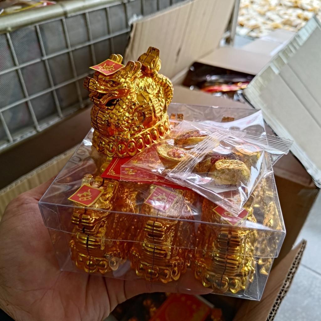 Pajangan Patung Naga Emas / Miniatur Naga Emas / Patung Pajangan Imlek / Ornamen Miniatur Imlek