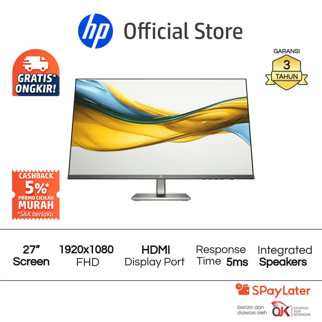 Monitor HP Series 5 FHD 27 Inch 1920 x 1080 48-100 Hz 5ms HDMI Display Port Garansi 3 Tahun Promo Mu