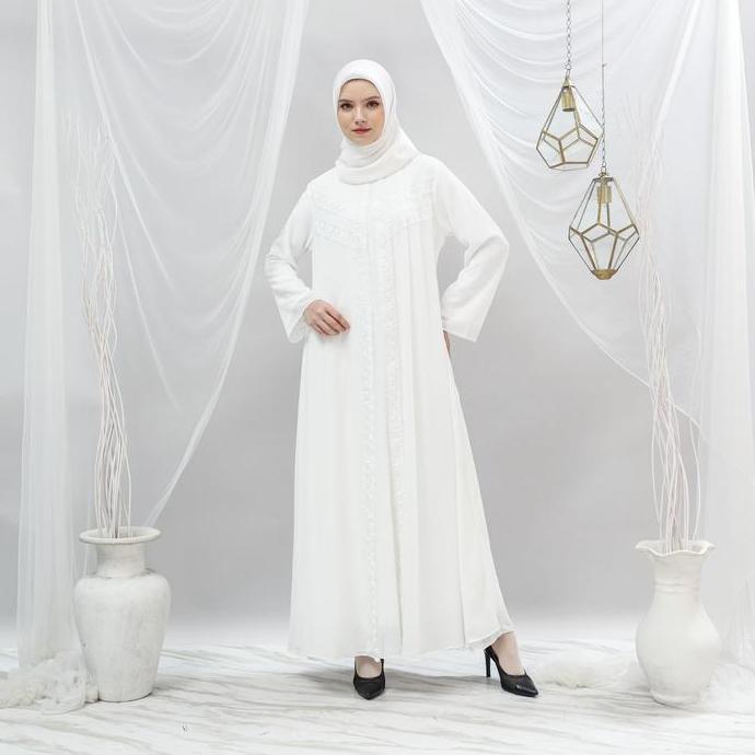 Sakha - GC 06 HITAM BAJU GAMIS PUTIH WANITA BRUKAT GAMIS PUTIH CERUTI JUMBO TERLARIS BAJU LEBARAN UM