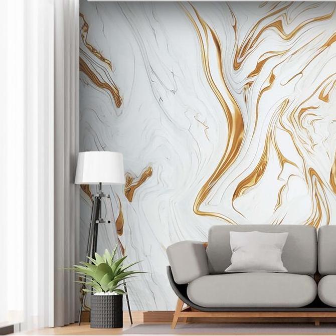 Wallpaper Marble Marmer Jumbo Stiker Dinding 3D Per-Roll Wallpaper Dinding Vinyl Marble Motif Marmer