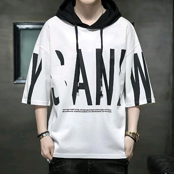 DF17 >> Kaos Hoodie Lengan Pendek Distro Pria Dewasa Tersedia Ukuran M fit L XL dan XXL - Kaos Hoodi