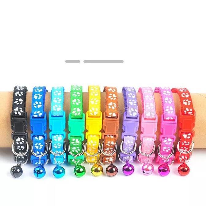 Grosir Folopets Kalung Kucing Kalung Anjing Bermotif Jejak Kucing Lonceng Pet Collar Aksesoris Hewan