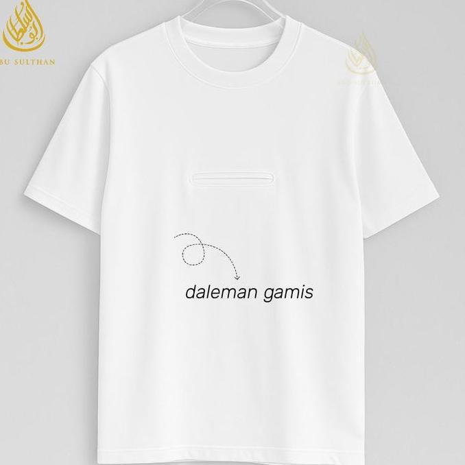 DS355 - Kaos Oblong Putih Haji Umroh Lengan Pendek Kantong Depan | Baju Dalaman Ihram Pria Muslim