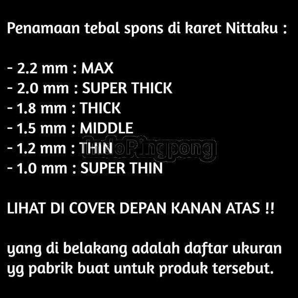 Nittaku Moristo SP AX 1.5 1.8 2.0 2.2 Max Super Thick Middle Short Pips Bintik Serang Pendek Tipis