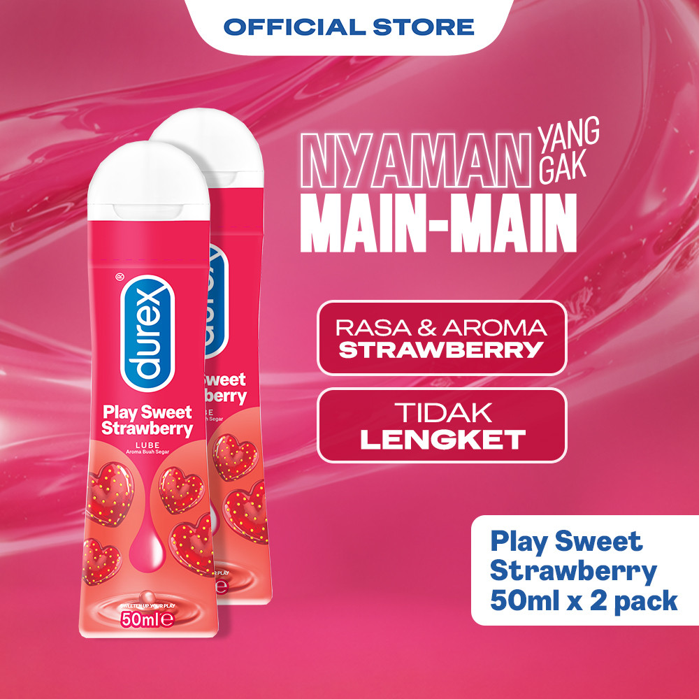 Durex Strawberry Pelumas Gel Seks Pria & Wanita Rasa Strawberry 50ml (2 pcs) Bottle - Lubricant Wate
