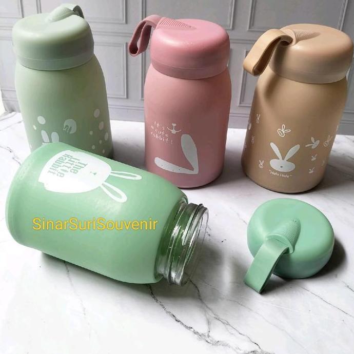 BARASKAKSUJA - 10PCS BOTOL MINUM KACA KELINCI WARNA WARNI 330ML BONUS KEMASAN BOX SOUVENIR PERNIKAHA