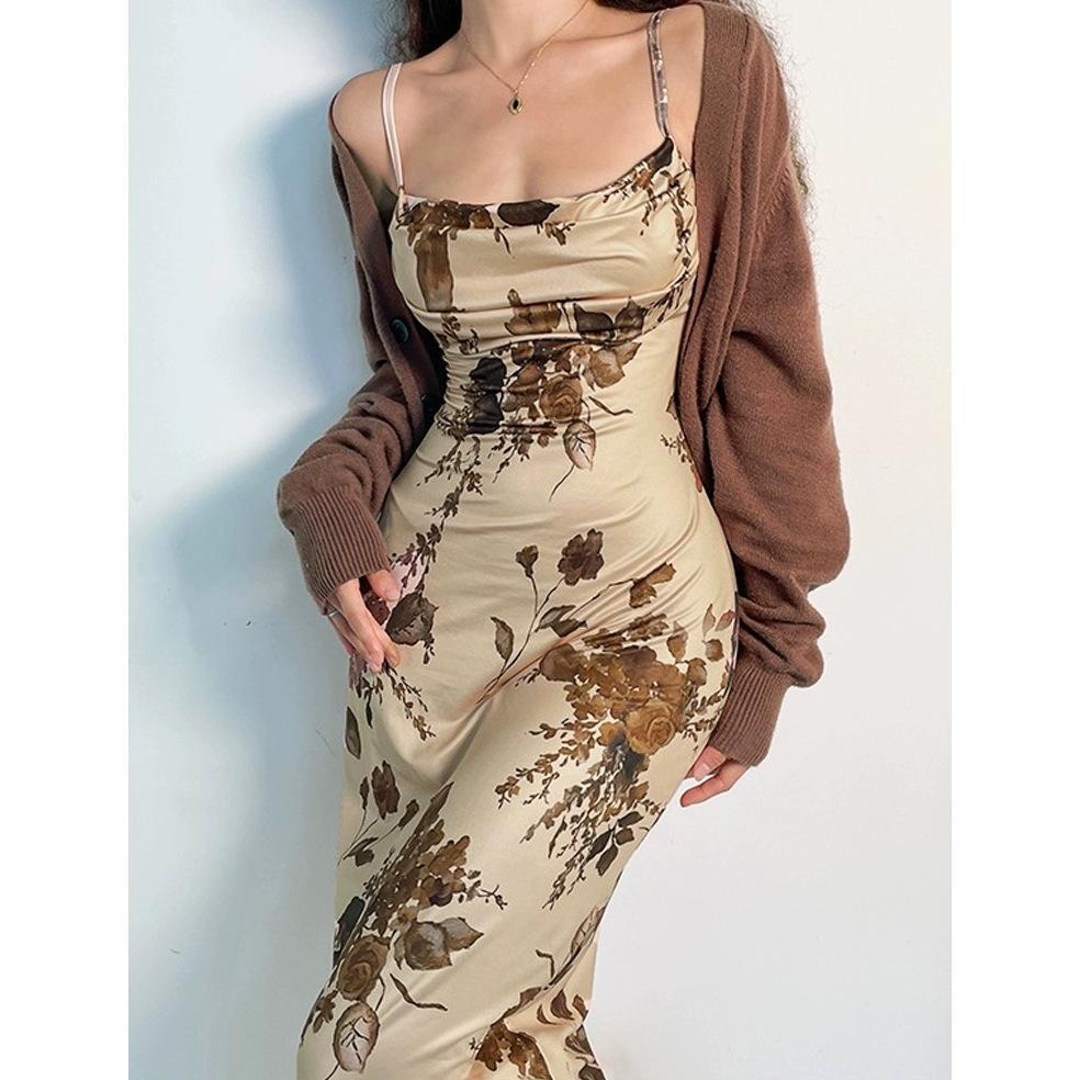 EMITA BLOOM bohemian style dress floral vintage baju pantai wanita beach flowers dress press body ga