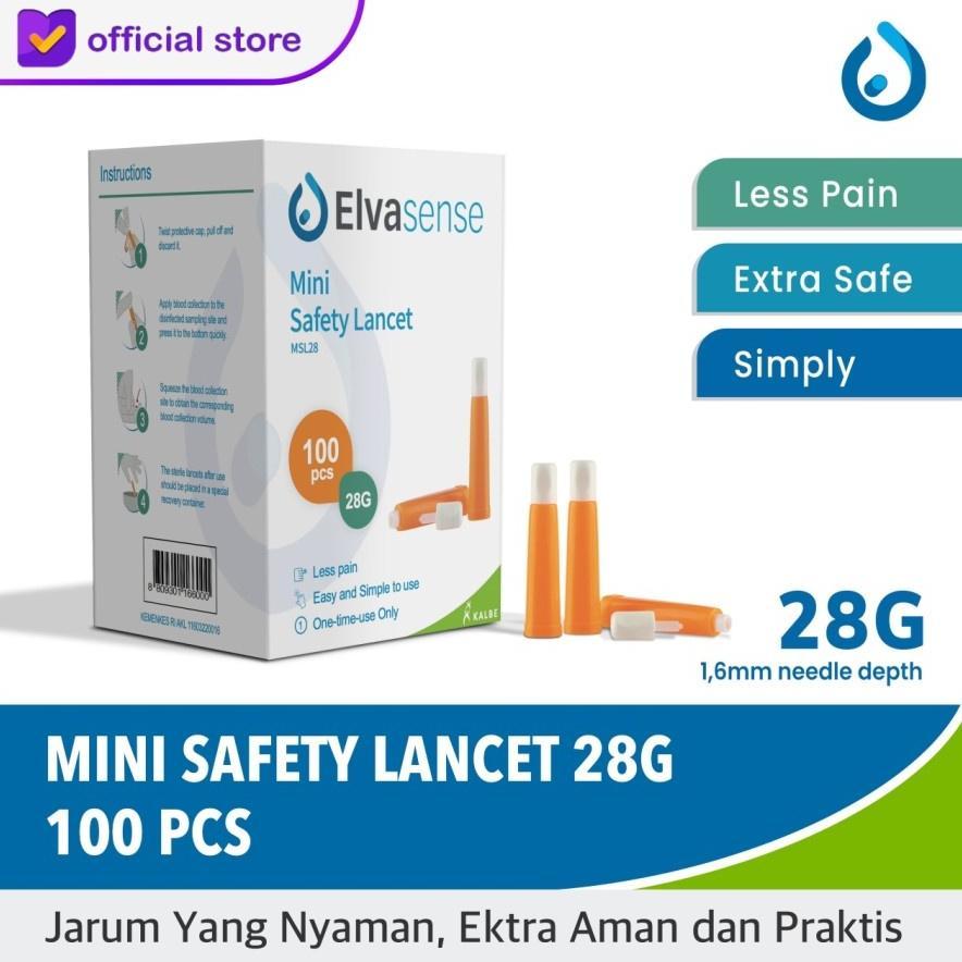 Elvasense Mini Safety Lancet 28G - Blood Lancet Elvasense Jarum Lancet Steril