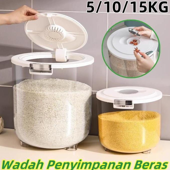 5/10/15KG Penyimpanan Makanan Wadah Penyimpanan Beras Anti Kutu Anti Air Anti Lembab Kontainer Beras