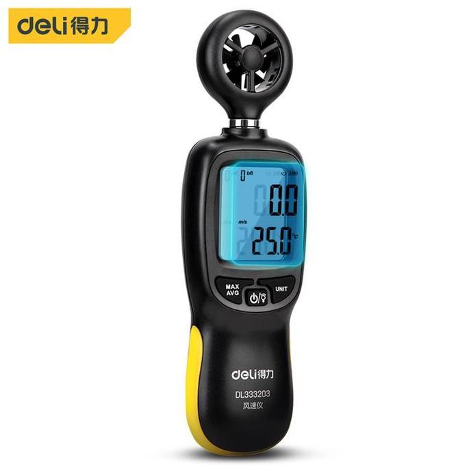 Presisix- Deli Digital Anemometer Pengukur Kecepatan Angin Thermometer Angin